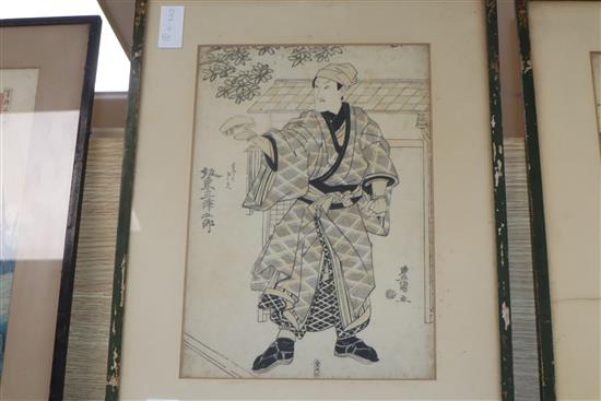 Japanese School, 6 assorted woodblock prints, largest 36 x 24cm